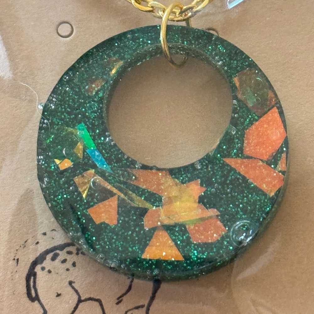 Glittery Mod Pendant Necklace